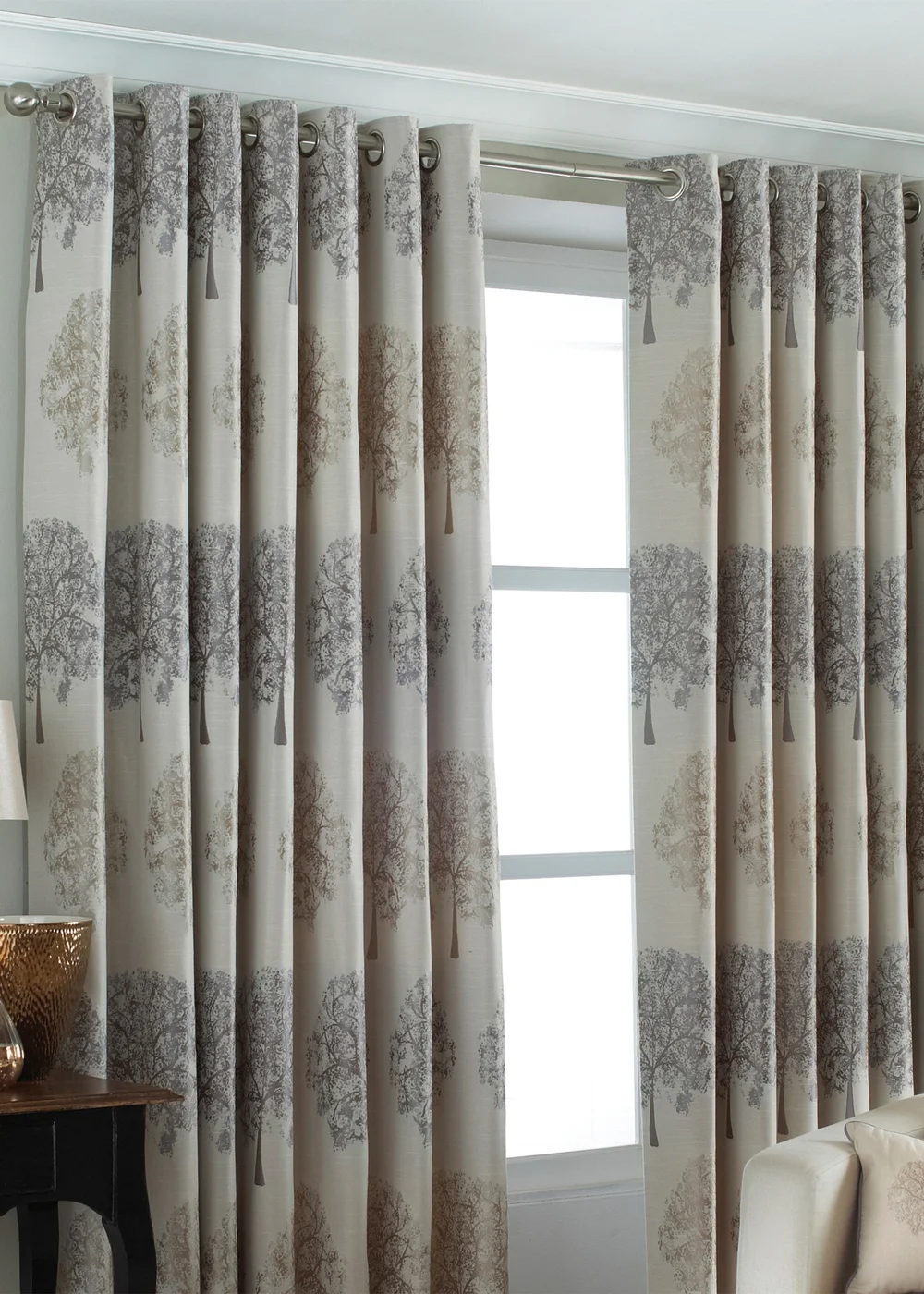 Paoletti Oakdale Motif Eyelet Curtains - 46W X 72D (117x183cm) Image 1
