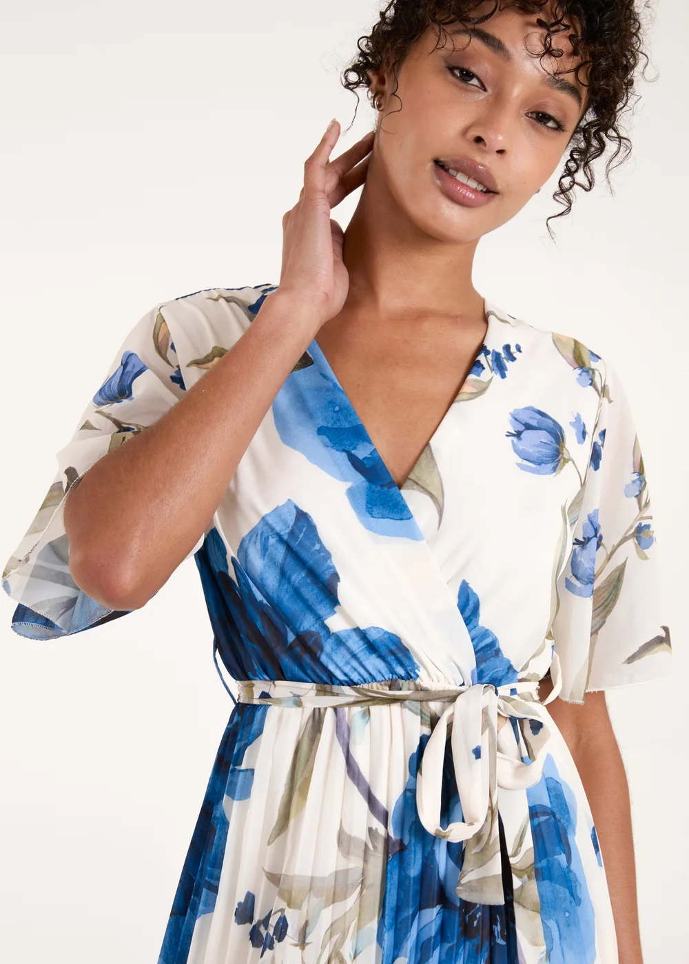 Blue Vanilla Blue Water Floral Pleated Dress - S Image 3