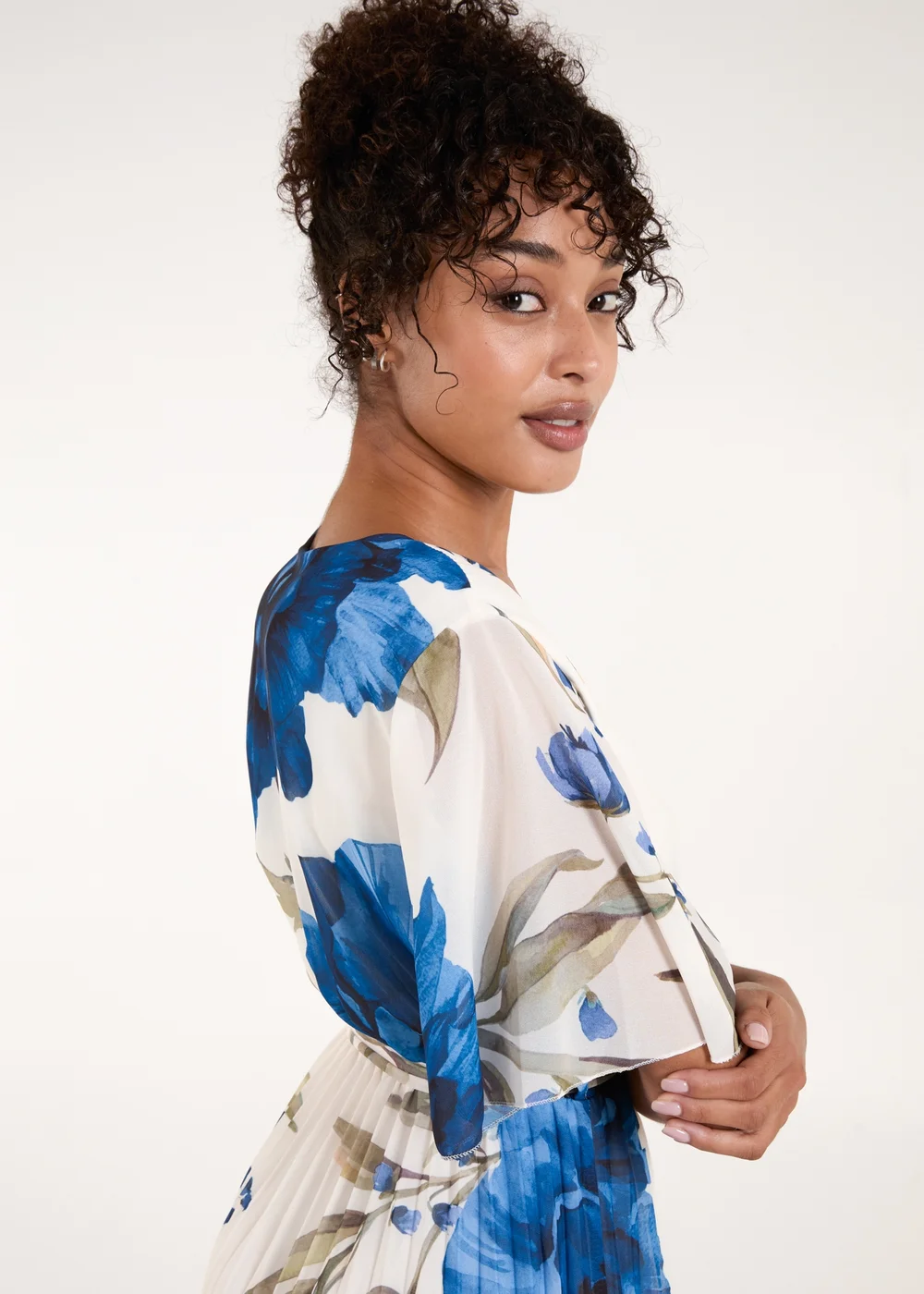 Blue Vanilla Blue Water Floral Pleated Dress - S Image 5