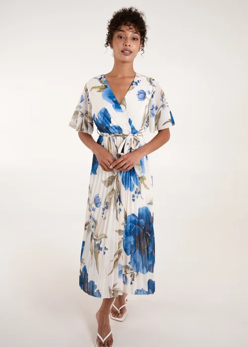 Blue Vanilla Blue Water Floral Pleated Dress - S Image 4