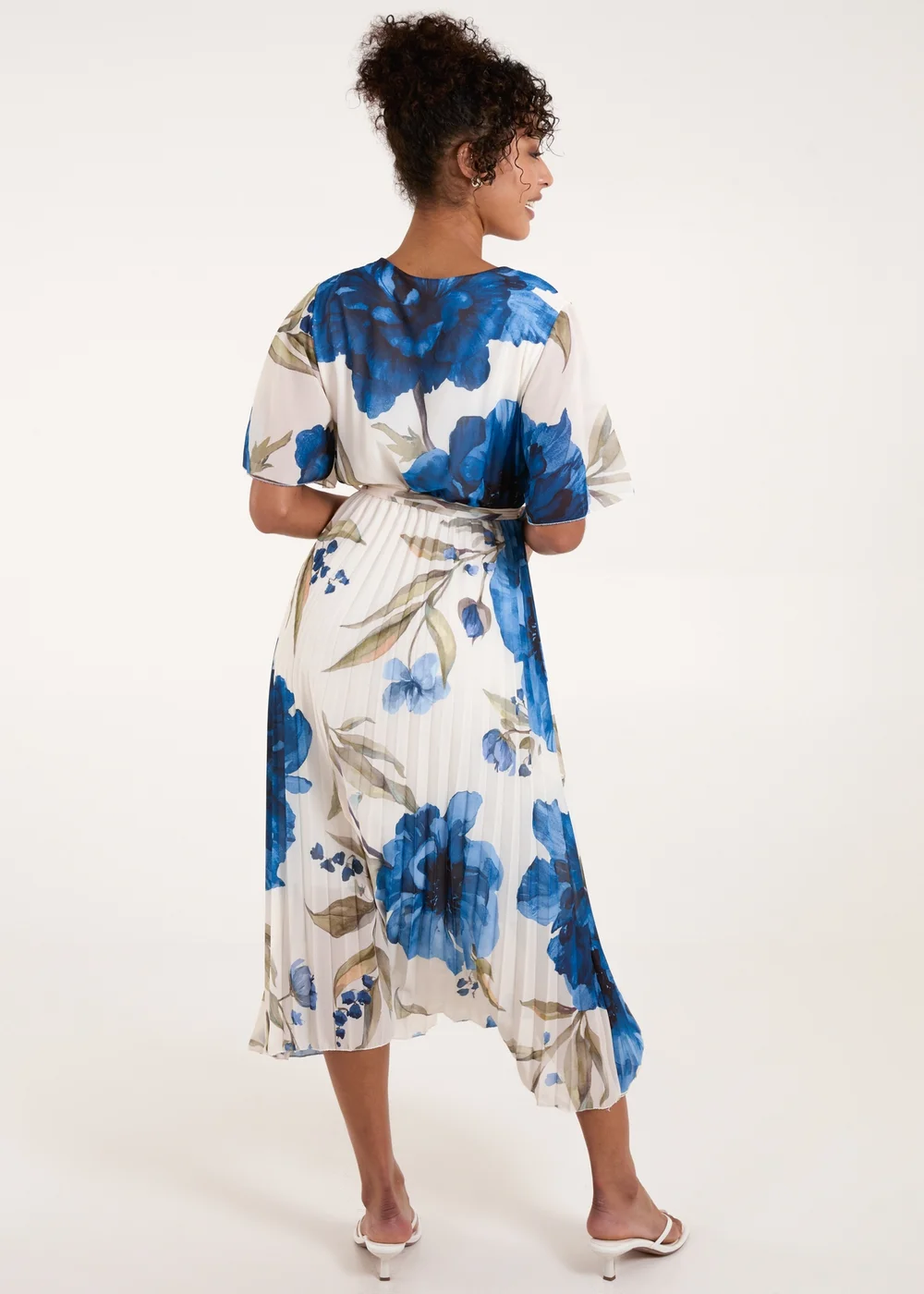 Blue Vanilla Blue Water Floral Pleated Dress - S Image 2