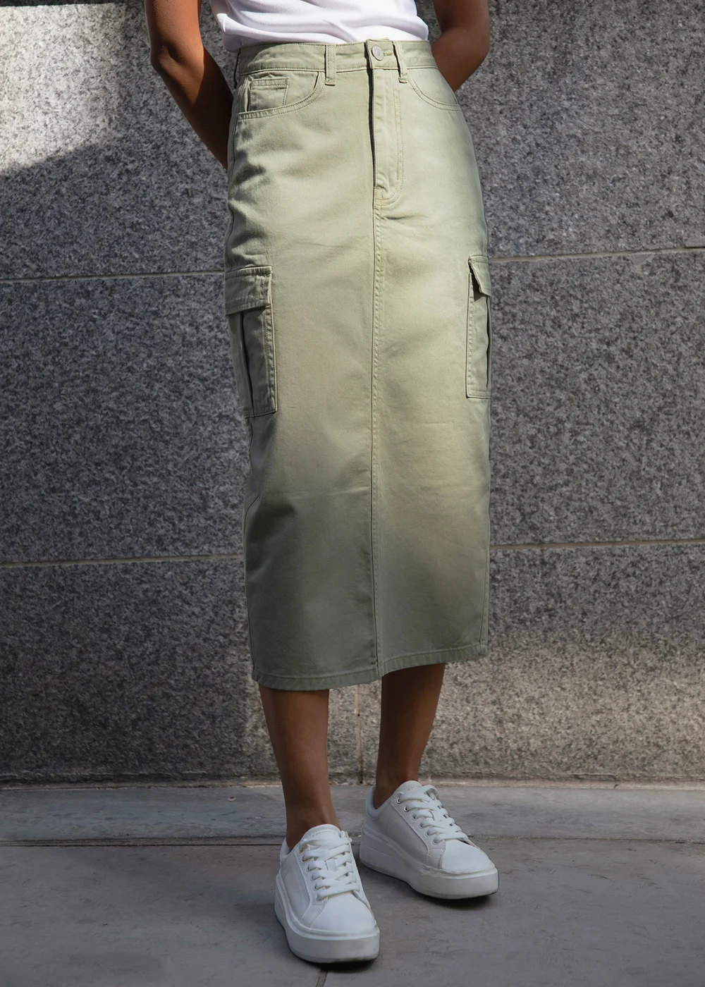 Threadbare Khaki Foxtrot Maxi Cargo Skirt - Size 14 Image 2