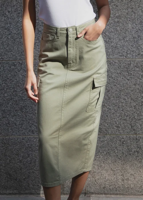 Threadbare Khaki Foxtrot Maxi Cargo Skirt - Size 14 Image 5
