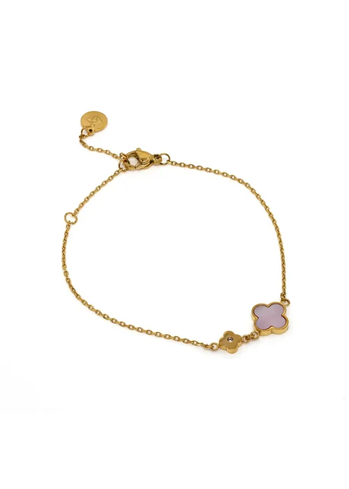 Say It With Children's Gold Pink Clover Bracelet - One Size Image 1
