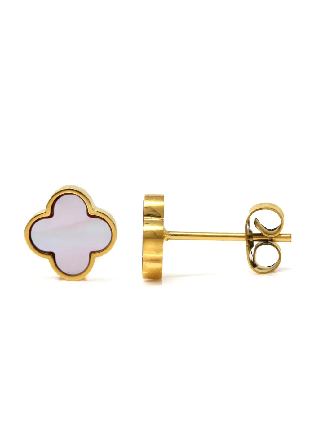 Say It With Children's Gold Pink Clover Earrings - One Size Image 1