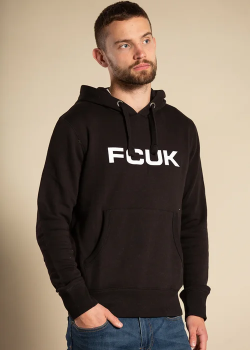 French Connection Black Cotton Blend FCUK Hoody - S Image 1