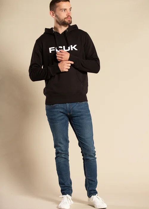 French Connection Black Cotton Blend FCUK Hoody - S Image 3