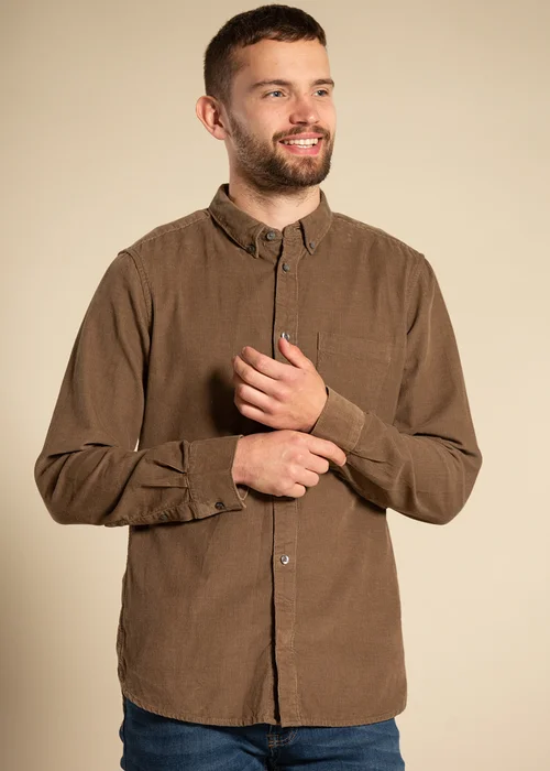 French Connection Khaki Cotton Cord Long Sleeve Shirt - S Image 1