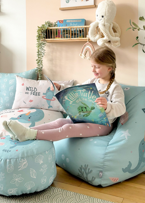 rucomfy Printed Kids Snuggle Chair Under The Sea Beanbag - One Size Image 1