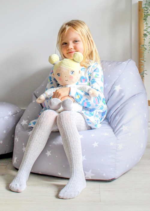 rucomfy Printed Kids Snuggle Chair Platinum Stars Beanbag - One Size Image 1
