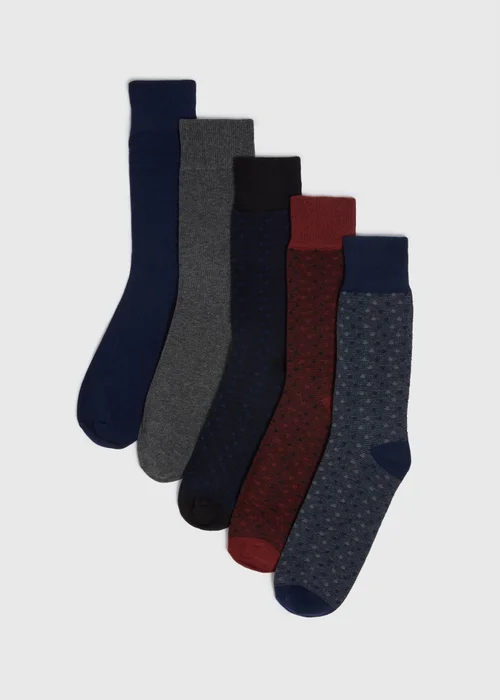 5 Pack Multicolour Patterned Socks - 6-8.5 Image 1