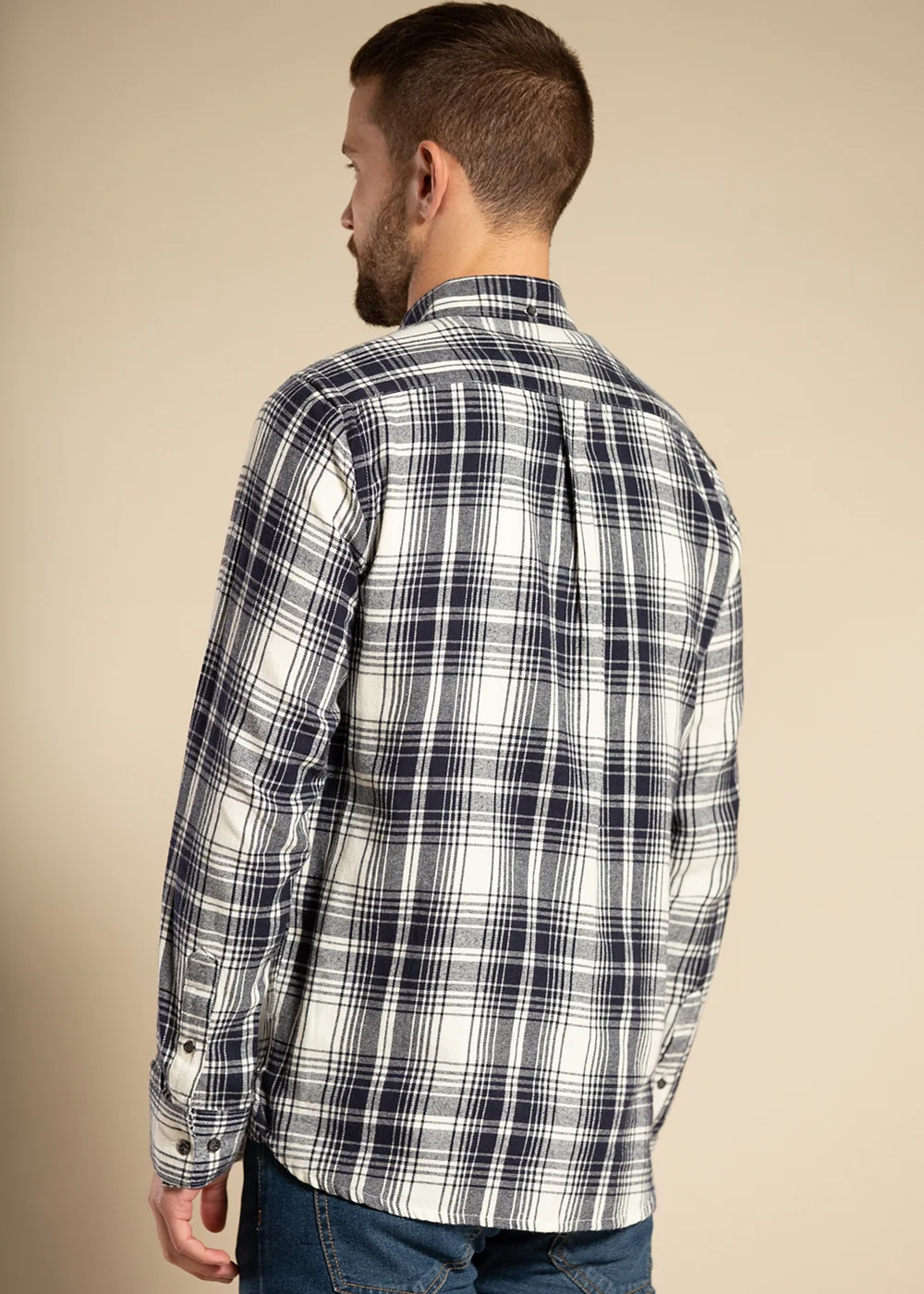 French Connection Ecru Cotton Flannel Long Sleeve Shirt - S Image 2