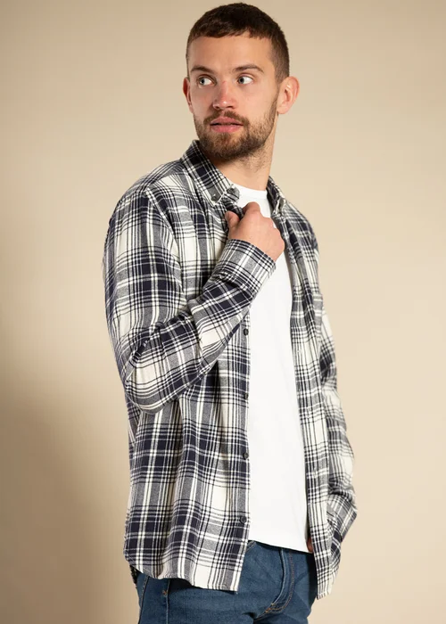 French Connection Ecru Cotton Flannel Long Sleeve Shirt - S Image 3