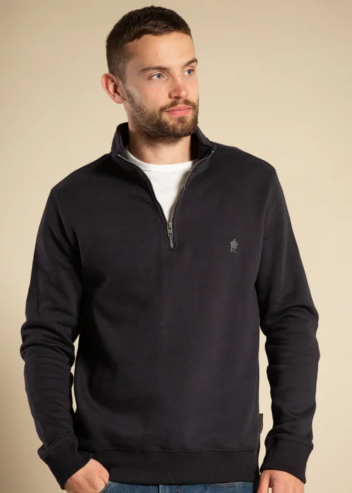 French Connection Navy Cotton Blend Zip Jumper - S Image 1