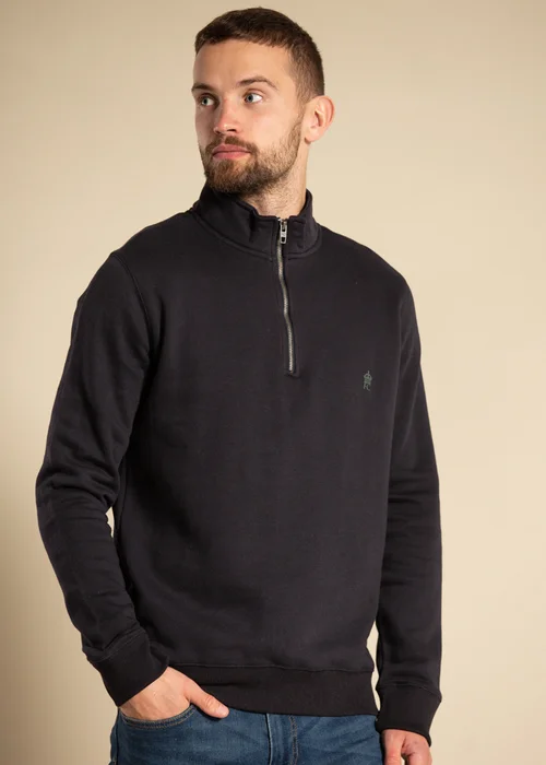 French Connection Navy Cotton Blend Zip Jumper - S Image 4