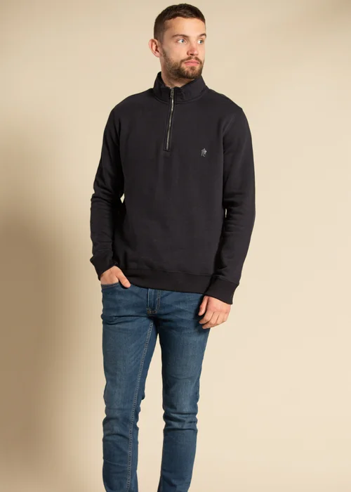 French Connection Navy Cotton Blend Zip Jumper - S Image 3