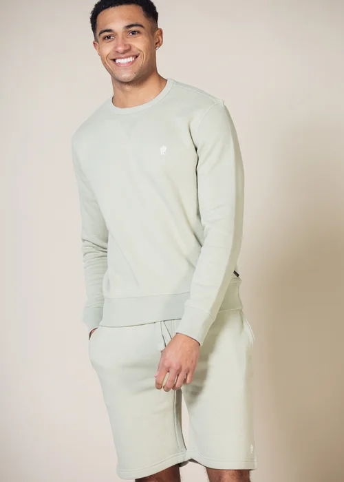 French Connection Green Cotton Blend Sweatshirt and Short Set - Medium Image 1