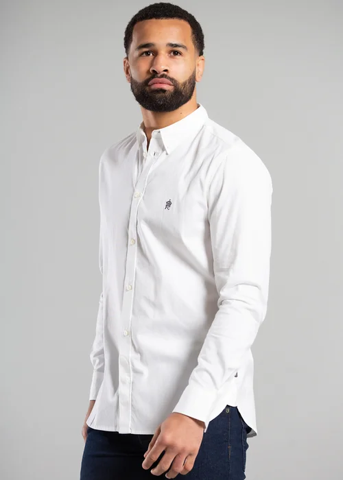 French Connection White Cotton Long Sleeve Oxford Shirt - S Image 3