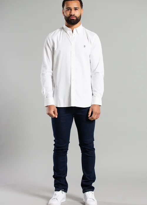 French Connection White Cotton Long Sleeve Oxford Shirt - S Image 4
