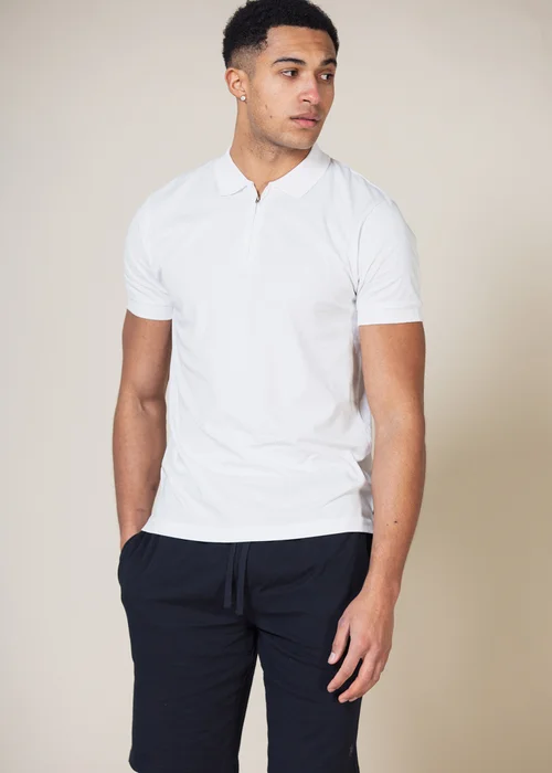 French Connection White Cotton Zip Polo and Short Set - Extra Large Image 1