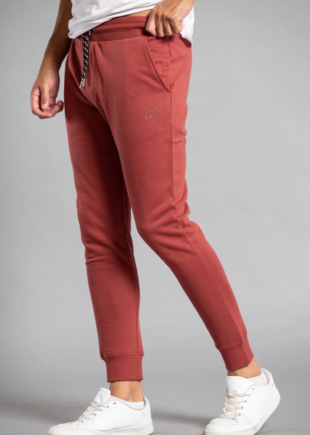 Tokyo Laundry Red Cotton Blend Staple Drawstring Joggers - S Image 4