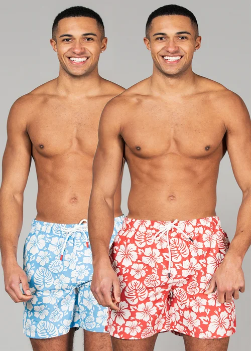 Tokyo Laundry Blue Printed Swim Shorts 2-Pack - S Image 1