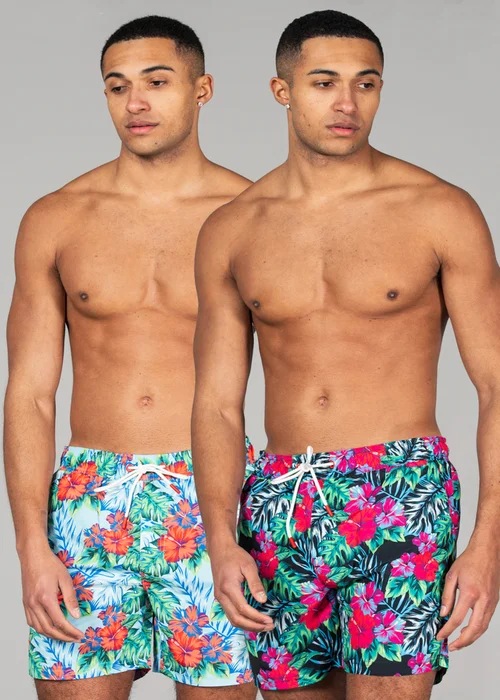 Tokyo Laundry Blue Printed Swim Shorts 2-Pack - S Image 1