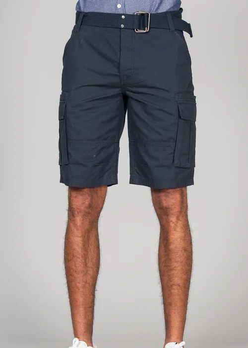 Tokyo Laundry Navy Cotton Ripstop Cargo Shorts - S Image 1