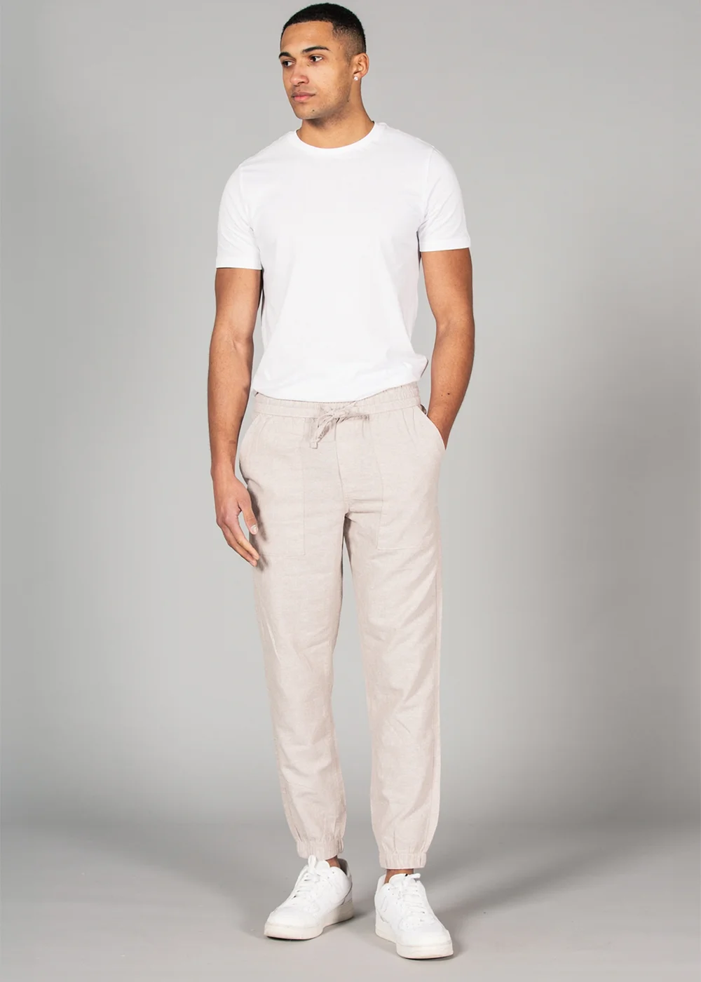Tokyo Laundry Beige Linen Blend Classic Fit Trousers - S Image 4