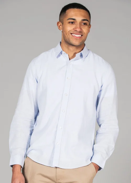Tokyo Laundry Blue Linen Blend Long Sleeve Button-Up Shirt - S Image 1