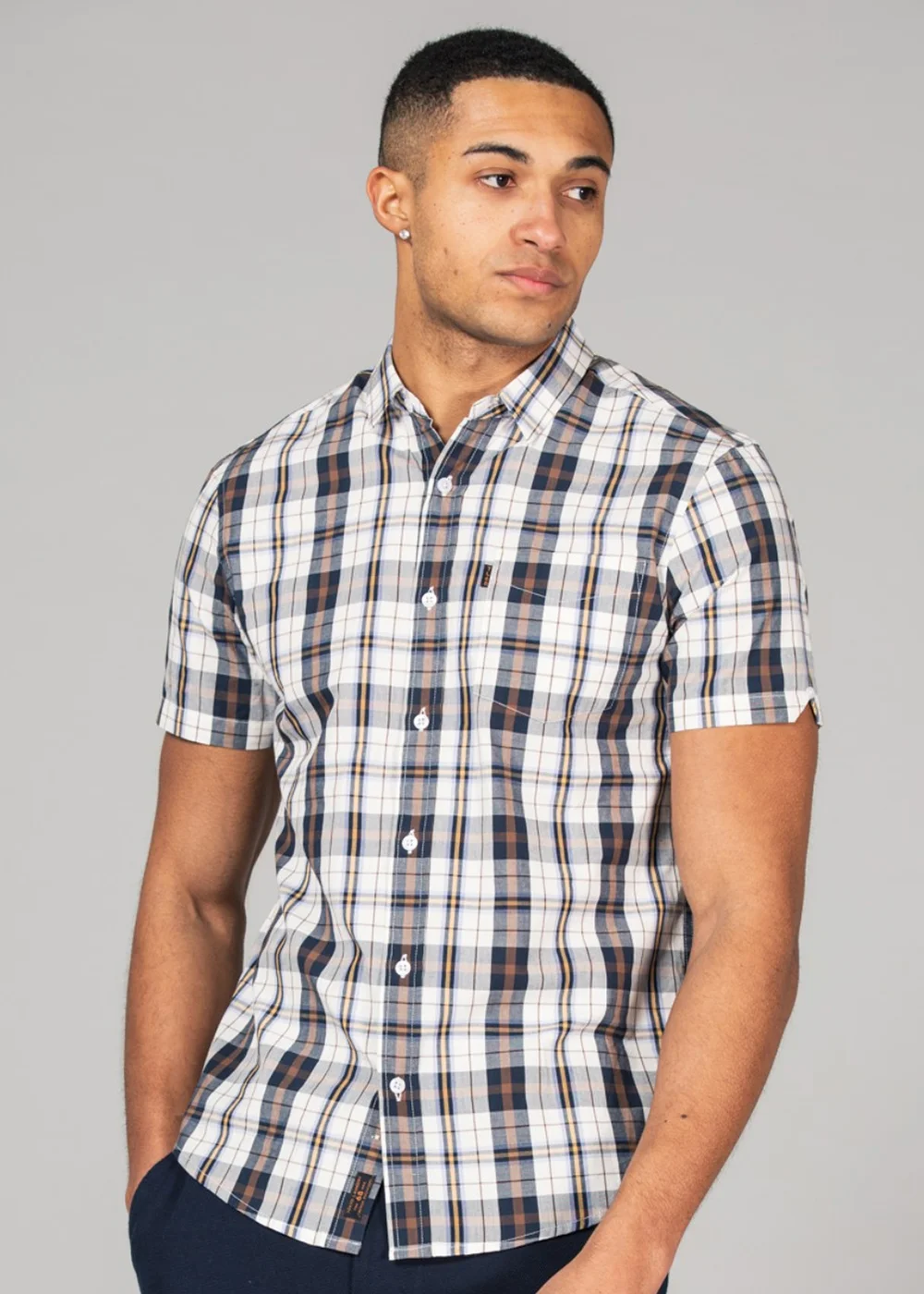 Tokyo Laundry Black Cotton Short Sleeve Button-Up Checked Shirt - S Image 1