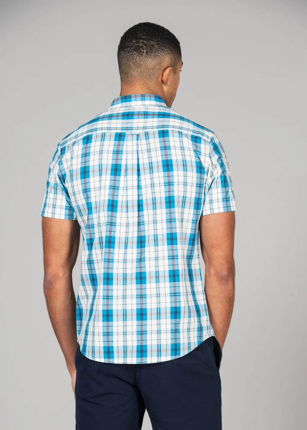 Tokyo Laundry Blue Cotton Short Sleeve Button-Up Checked Shirt - S Image 2