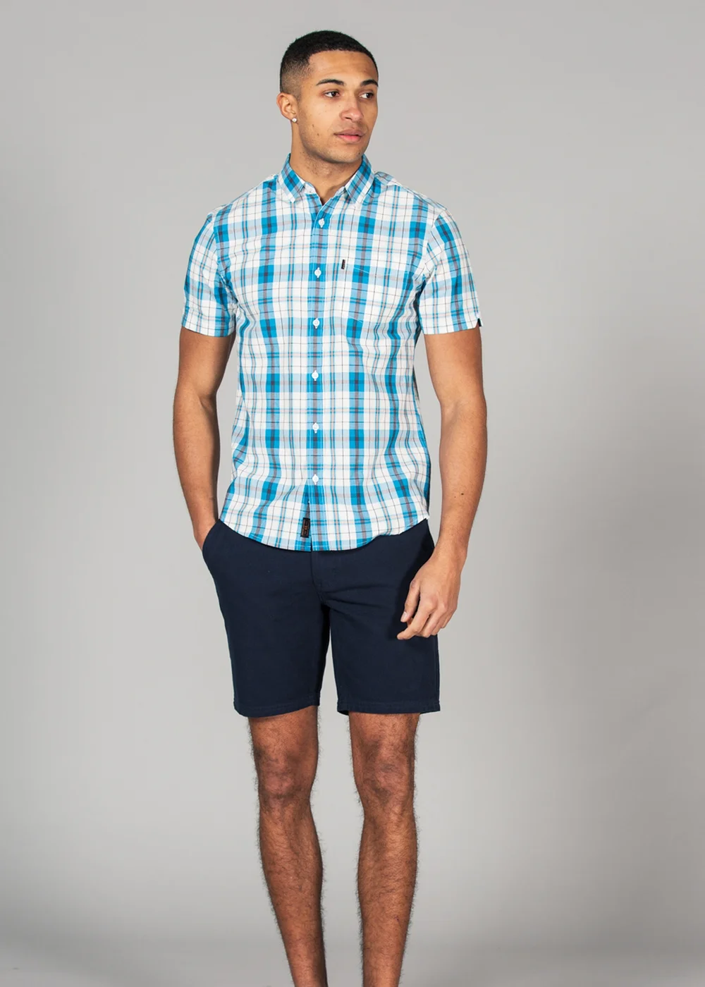 Tokyo Laundry Blue Cotton Short Sleeve Button-Up Checked Shirt - S Image 3