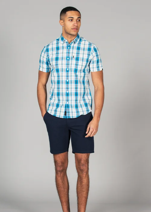 Tokyo Laundry Blue Cotton Short Sleeve Button-Up Checked Shirt - S Image 3