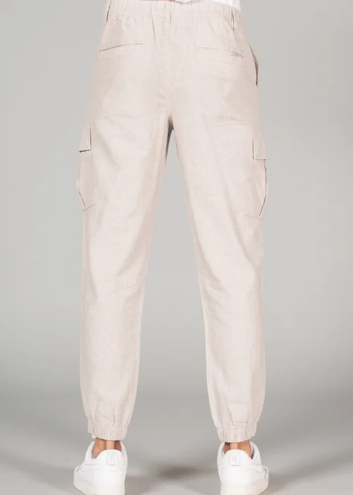 Tokyo Laundry Beige Linen Blend Cargo-Style Trousers - S Image 3