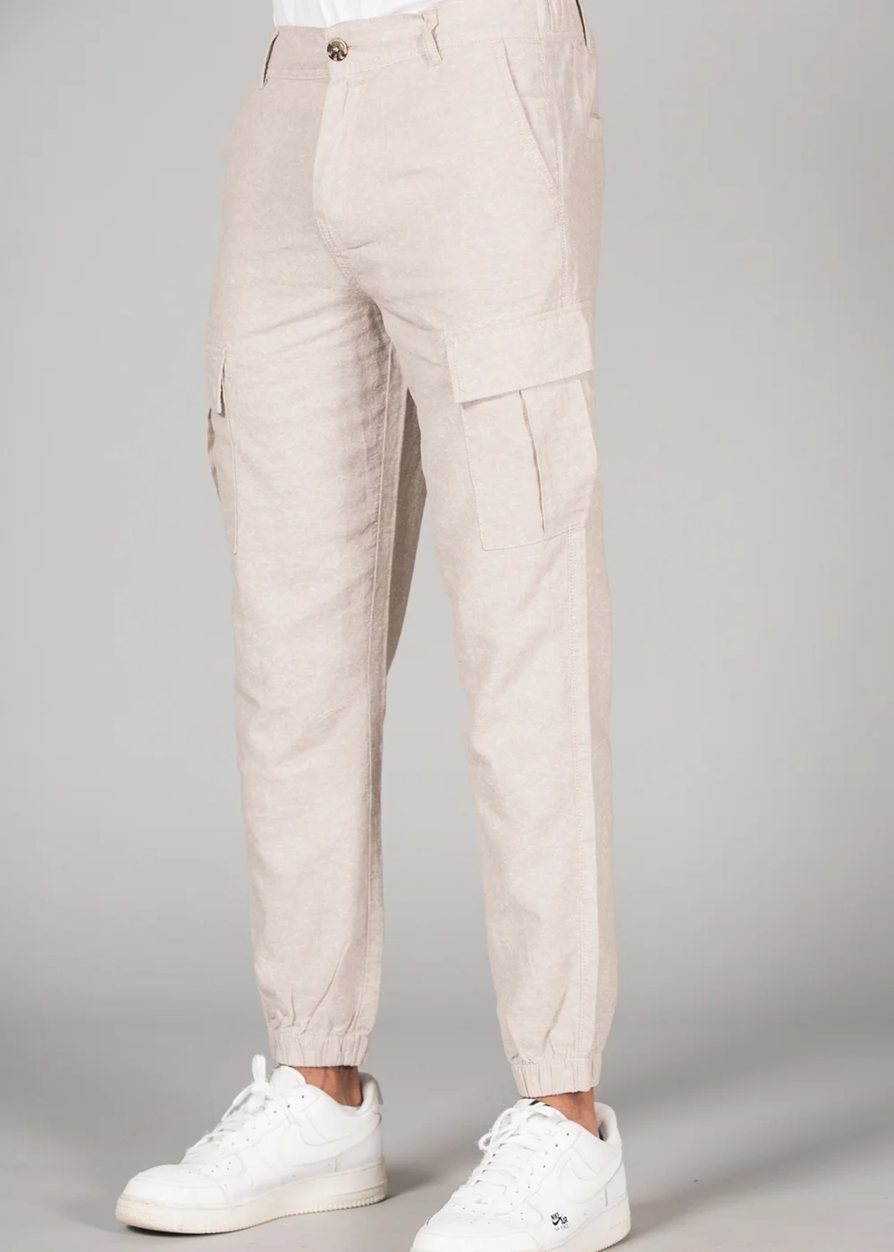 Tokyo Laundry Beige Linen Blend Cargo-Style Trousers - S Image 2