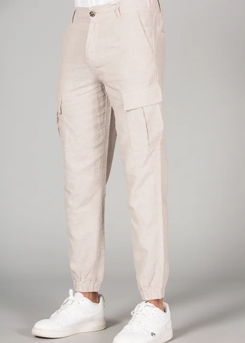 Tokyo Laundry Beige Linen Blend Cargo-Style Trousers - S Image 2