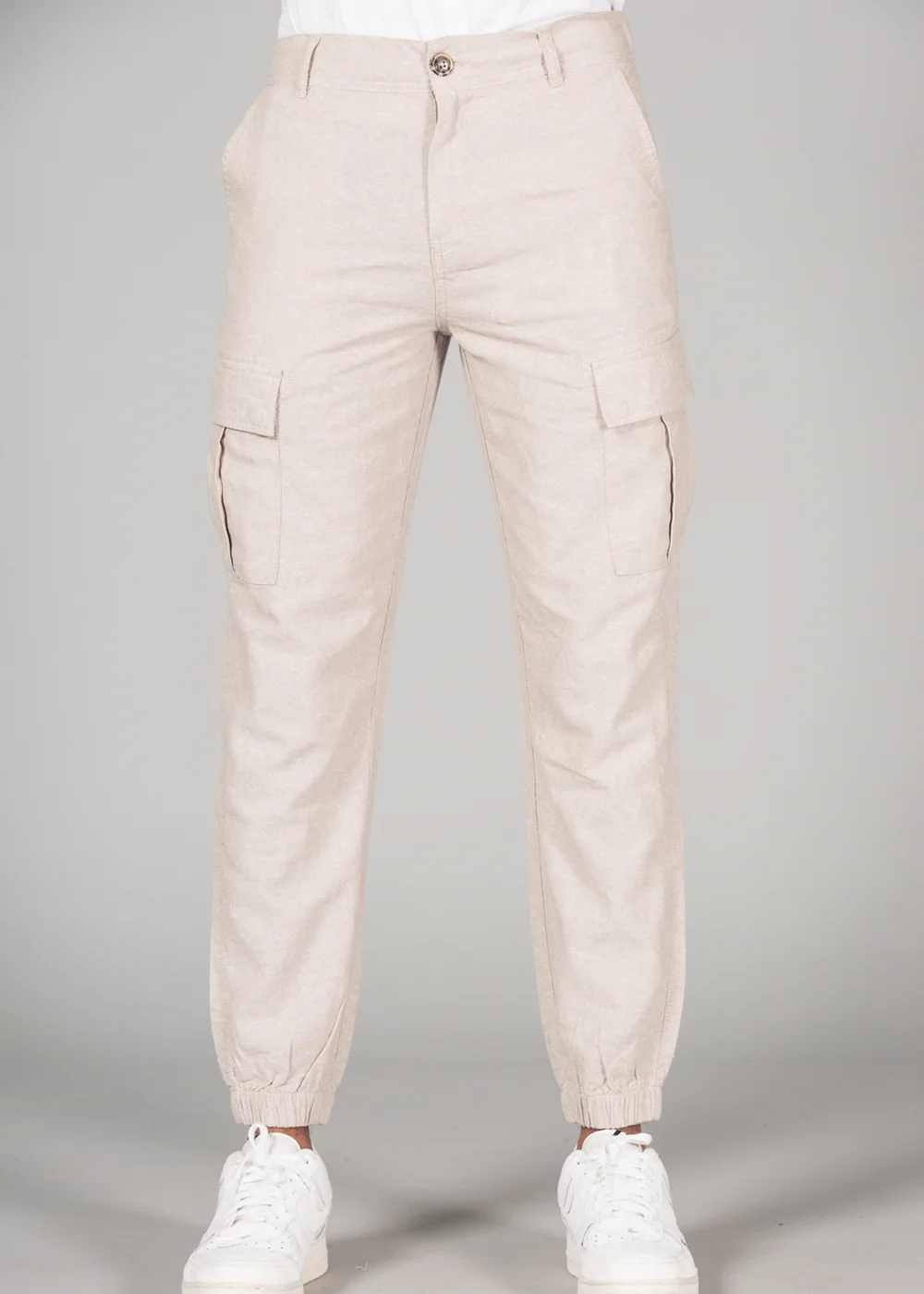 Tokyo Laundry Beige Linen Blend Cargo-Style Trousers - S Image 1