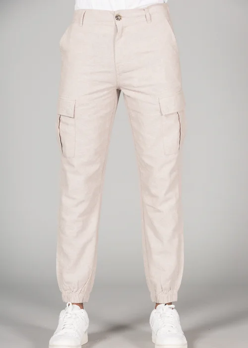 Tokyo Laundry Beige Linen Blend Cargo-Style Trousers - S Image 1