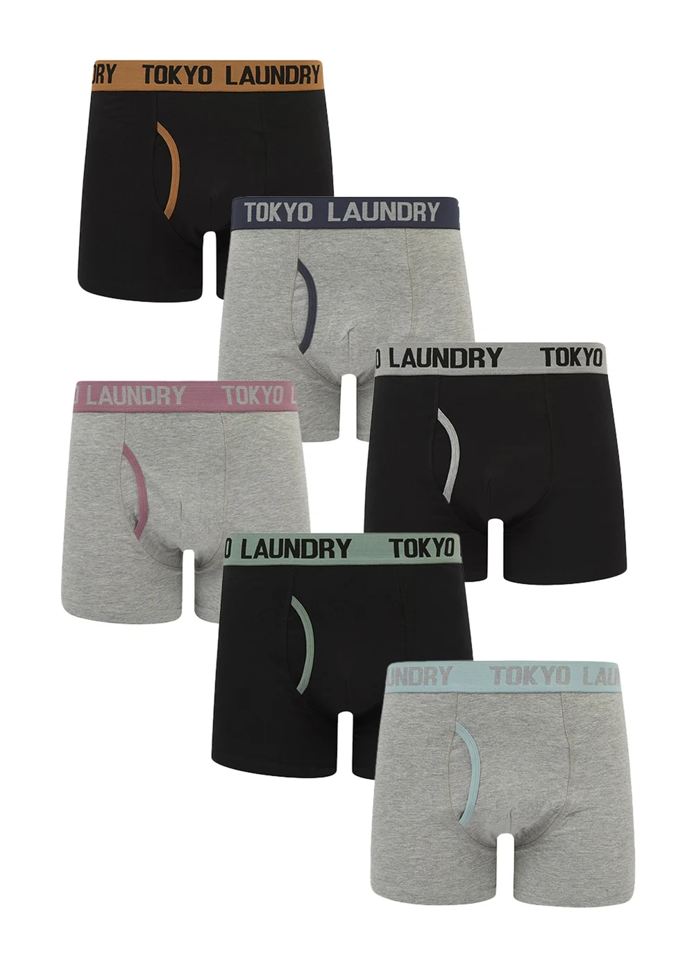 Tokyo Laundry Black & Grey Cotton 6-Pack Boxers - S Image 1