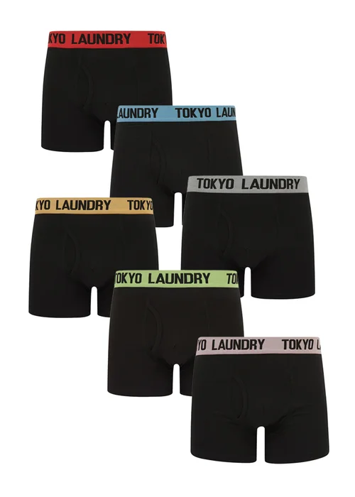 Tokyo Laundry Black Cotton 6-Pack Boxers - S Image 1