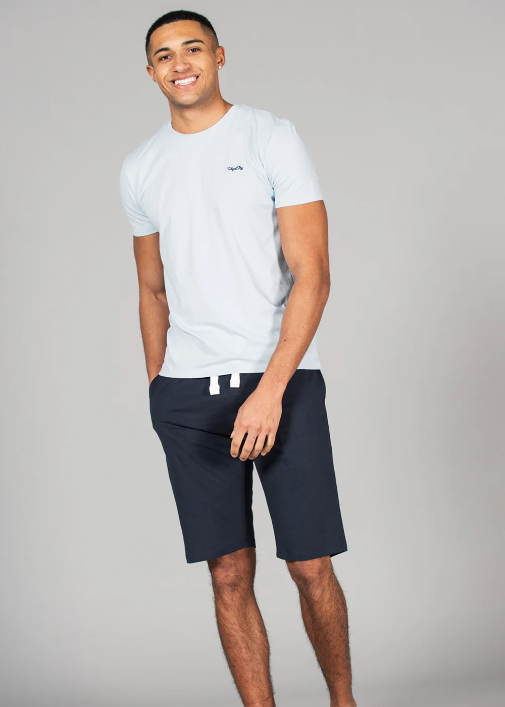 Tokyo Laundry Blue Cotton 2-Piece Top and Jersey Shorts Set - Small Image 3