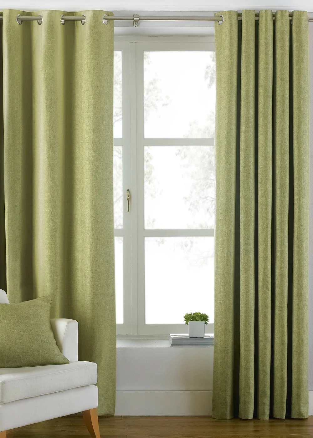 Paoletti Atlantic Twill Woven Eyelet Curtains - 46W X 54D (117x137cm Image 1