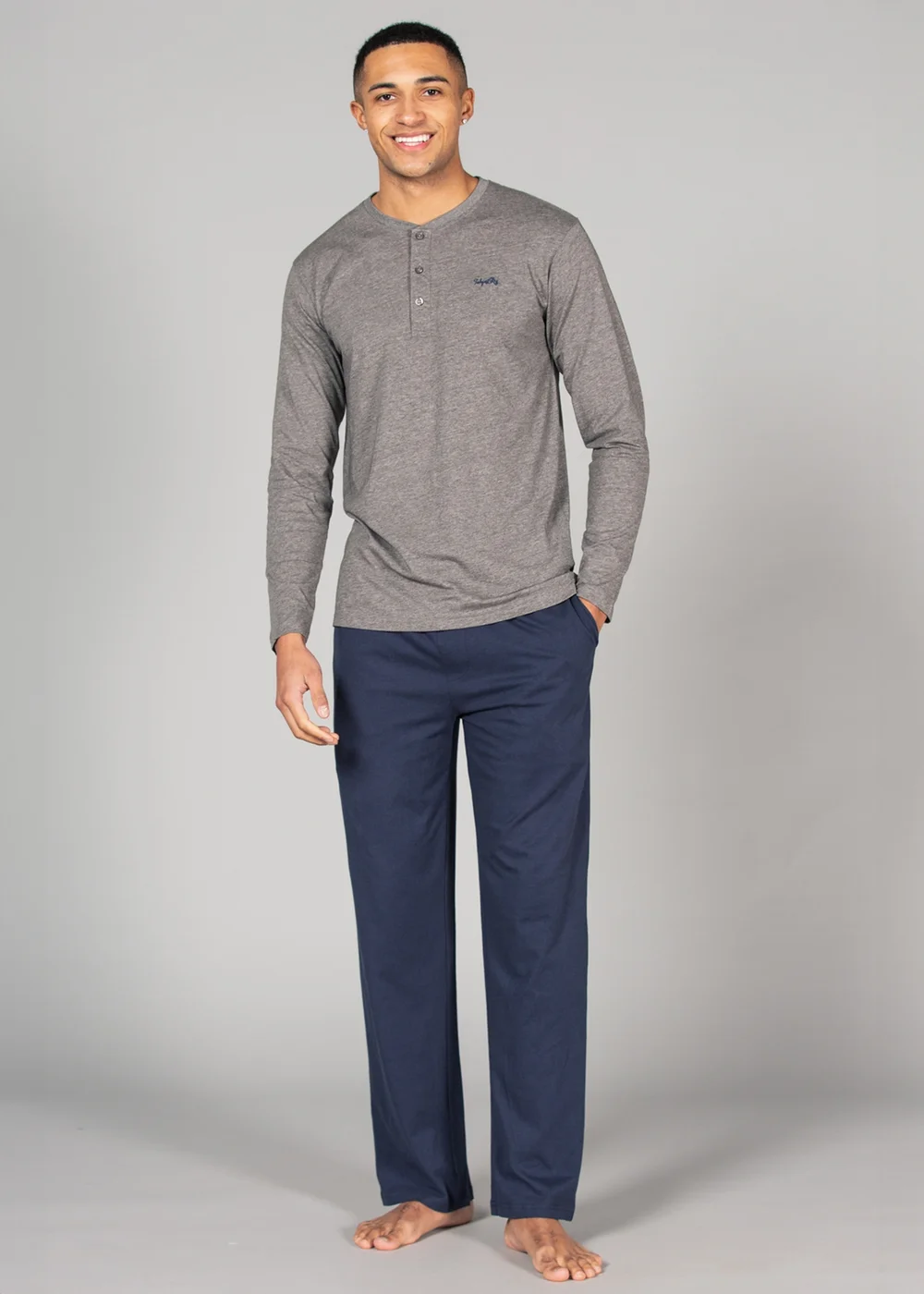 Tokyo Laundry Grey Cotton 2-Piece Top and Jersey Bottoms Pyjama Set - XXL Image 1