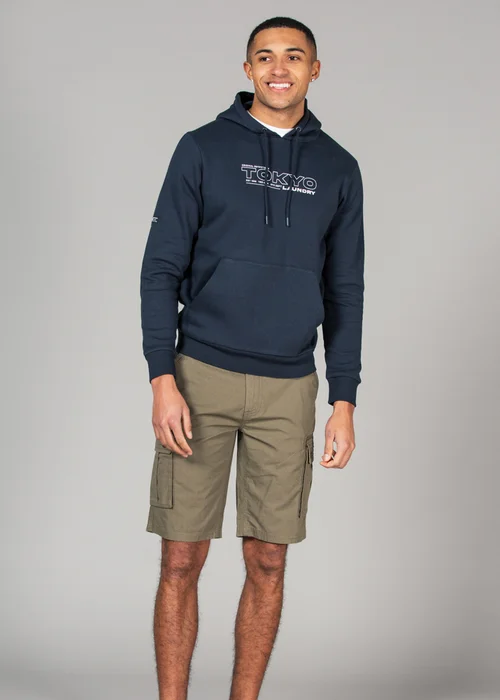 Tokyo Laundry Navy Cotton Blend Hoody with Branding Print - S Image 3