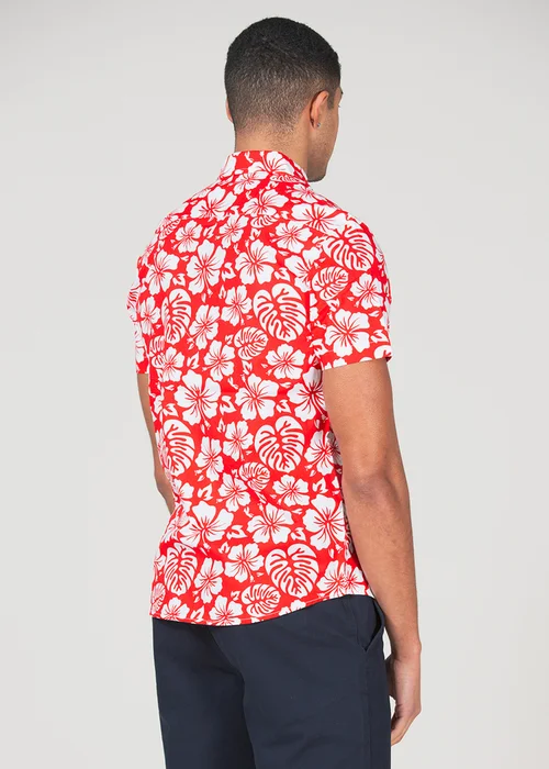 Tokyo Laundry Red Cotton Short Sleeve Button-Up Printed Shirt - XL Image 2