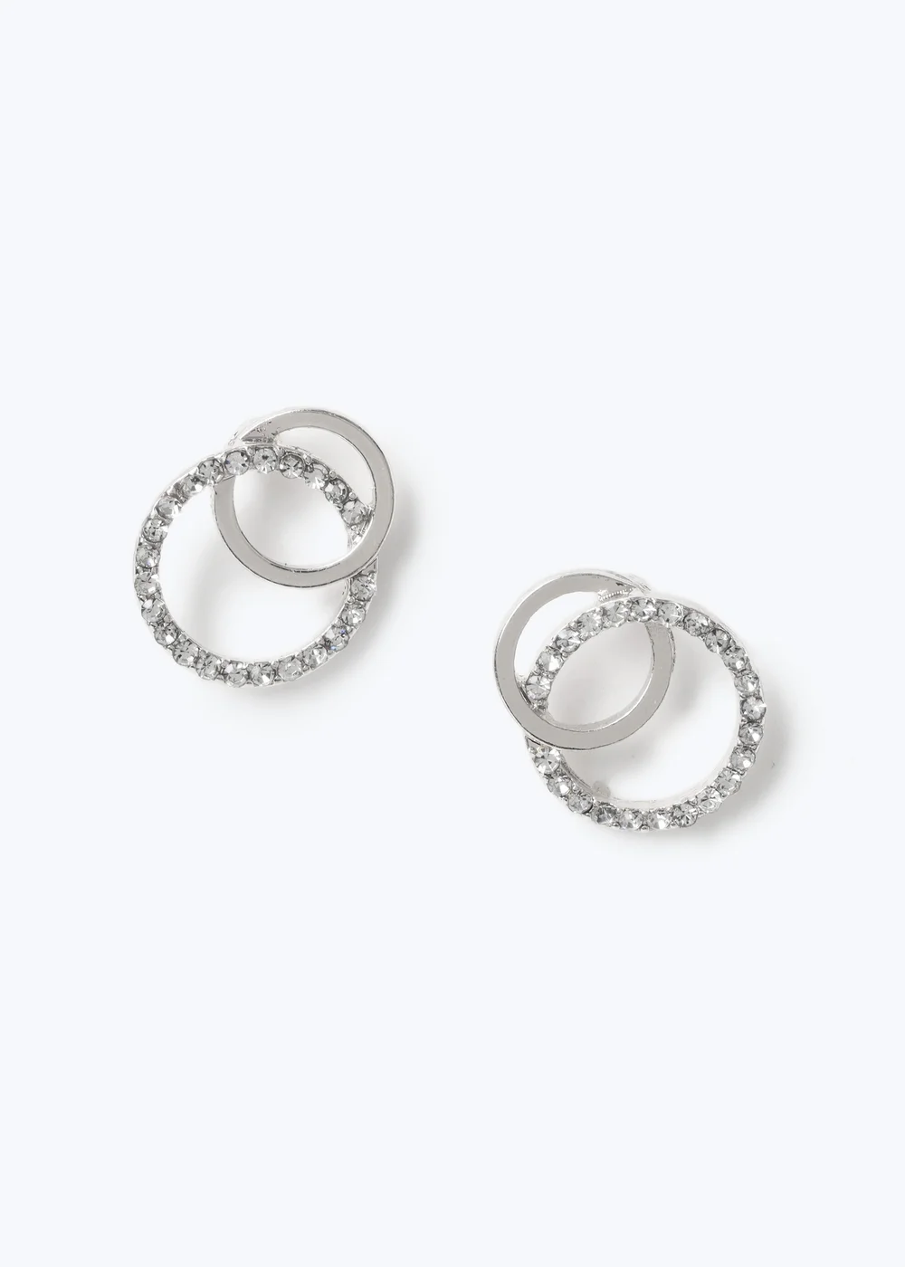 Silver Double Circle Earrings - One Size Image 1