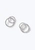 Silver Double Circle Earrings - One Size Image 1