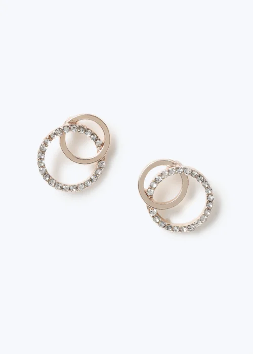Muse Gold Double Circle Stud Earring - One Size Image 1