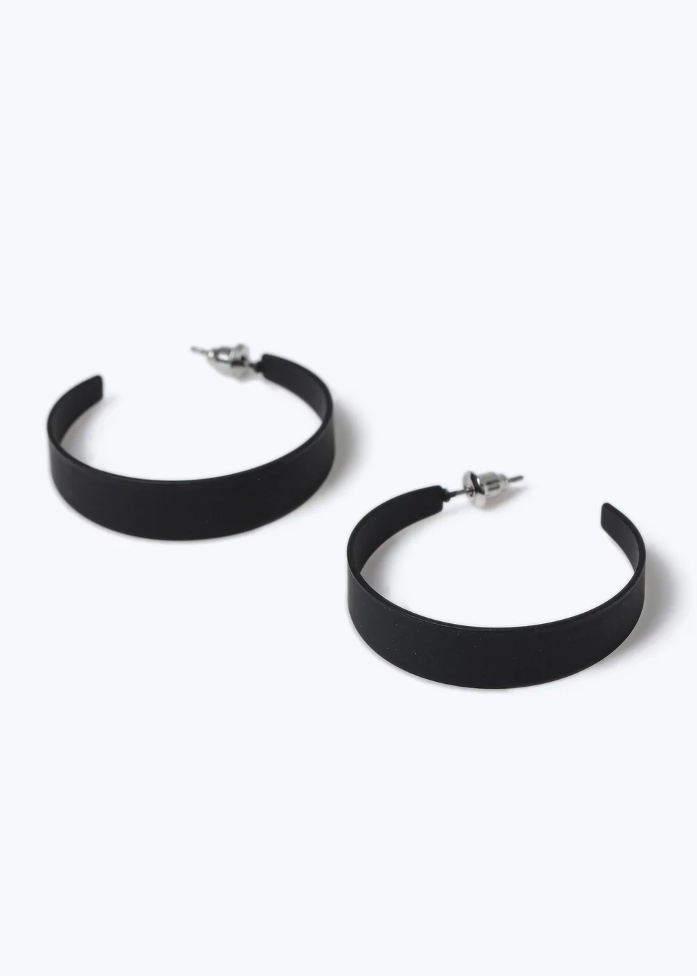Muse Black Powder Coat Hoop Earrings - One Size Image 3